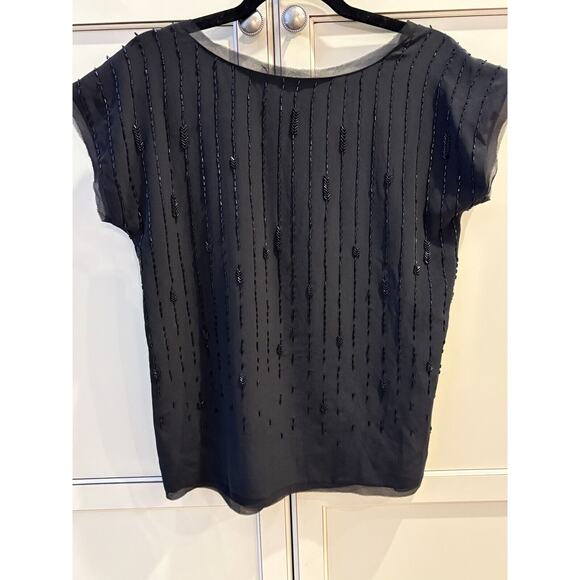 Eileen Fisher Womens Petite Small Silk Beaded Blouse Black NEW MSRP $229 - Picture 2 of 5